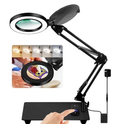 Porcelana Magnificador de lámpara de escritorio LED con botón de control de base proveedor