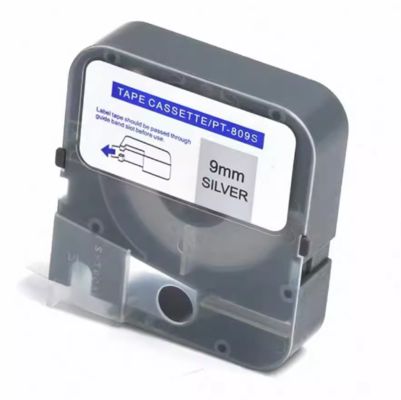 Porcelana 9mm Silver label tape cassette PT-809s compatible for Puty Electronic Lettering Machine proveedor