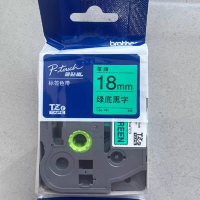 Porcelana 18mm P-Touch Black on Green label tape cassette TZe-741 for Brother Electronic Lettering Machine tube printer proveedor