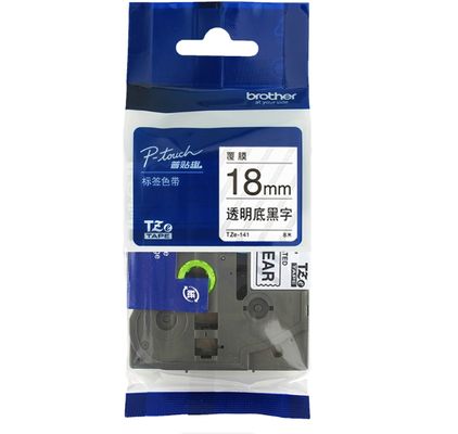 Porcelana 18mm P-Touch Black on Clear label tape cassette TZe-141 for Brother Electronic Lettering Machine tube printer proveedor