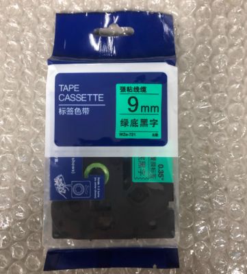 Porcelana 9mm P-Touch Black on green label tape cassette WZE-721 for Brother Electronic Lettering Machine tube printer proveedor