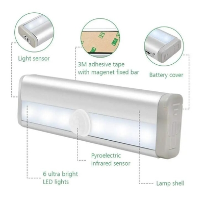 6 LED PIR Sensor de movimiento Luz nocturna de interior LED con batería para el dormitorio proveedor