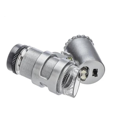 MG10081-4 Mini LED portátil 45x 60x Magnificación de bolsillo Joyería Lúpulas de vidrio Lente de plata Instrumento óptico de aumento proveedor