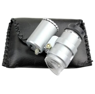 MG10081-4 Mini LED portátil 45x 60x Magnificación de bolsillo Joyería Lúpulas de vidrio Lente de plata Instrumento óptico de aumento proveedor