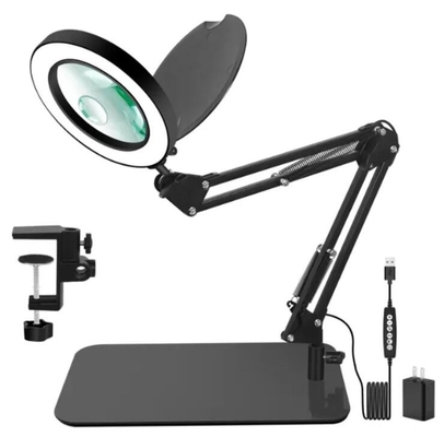 2 en 1 Lámpara de aumento de escritorio de brazo largo LED con adaptador proveedor