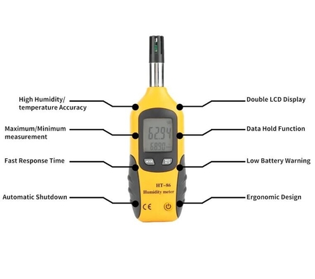 HTI HT-86 Hygrómetro y medidor de temperatura digital portátil 2 en 1 en interiores y exteriores proveedor