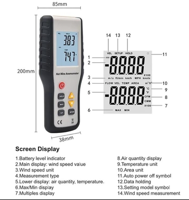 HTI HT-9829 Anemómetro sensible al calor proveedor