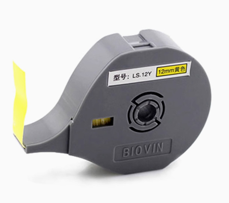 Tela adesiva de etiqueta LS-12Y de 12 mm para Biovin S600 S650 S680 S690 S700 Máquina de letras electrónicas, impresora de identificación por cable, marcador de alambre proveedor