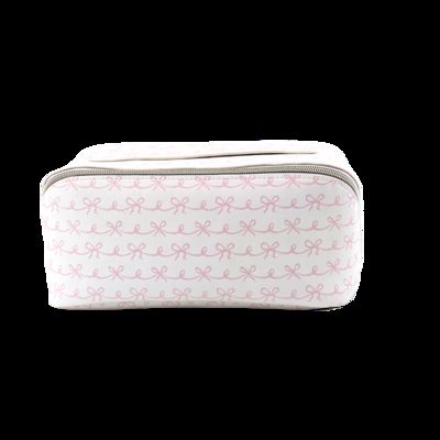 CR-067 Custom Logo Print Personalized Beautiful Ladies Hand Bags Beauty Big Black Cosmetic Bulk Case Leather Makeup Bag proveedor