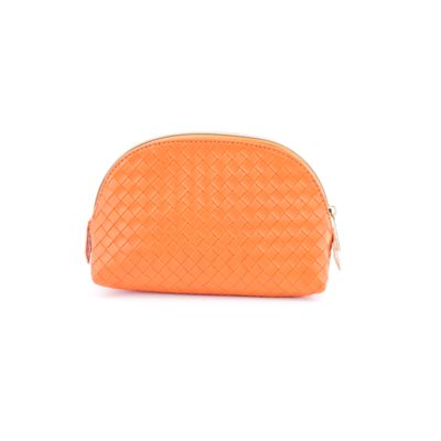 CR-006 Travel Leather Case Custom Small Cosmetic Bag with Zipper Closure Fashion Style Pink Makeup Bag proveedor