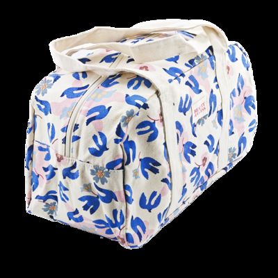 CR-151 Bolso de playa de lona con asa de cuerda, estampado tropical de palmeras, cierre de cremallera, bolsos grandes proveedor