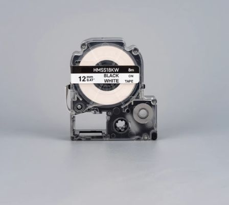 HMSS12K 12mm White label tape cassette For Brother label printer Black on White proveedor