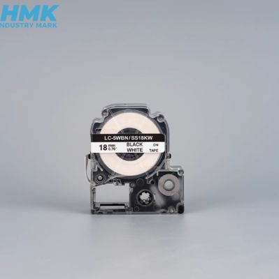 HMSS18K 18mmX8m White label tape cassette For Brother label printer Black on White proveedor