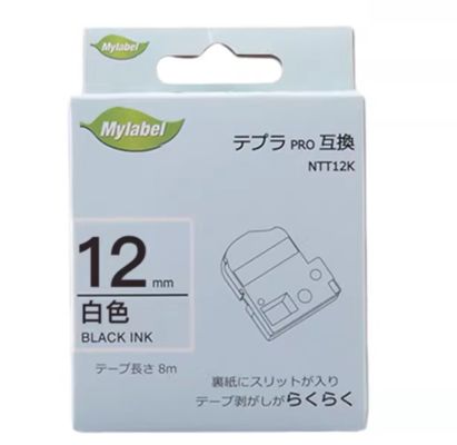 GE-12BY Cinta de etiqueta blanca de 12mmX8m para rotuladora electrónica Brother proveedor