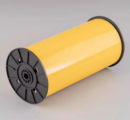 Cinta de etiqueta de impresión amarilla HMK 200mm*20m Adhesivo de señalización Formato ancho Logotipo proveedor