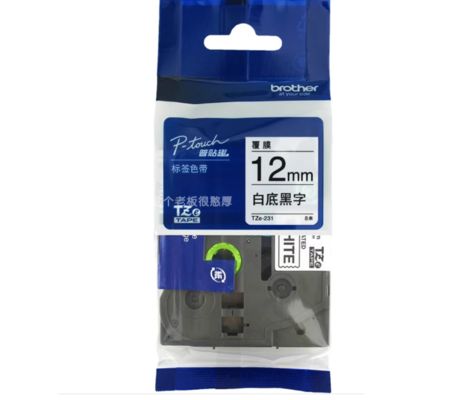 12mm P-Touch Black on white label tape cassette TZe-231 for Brother Electronic Lettering Machine tube printer proveedor