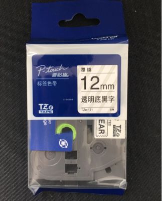 12mm P-Touch Black on clear label tape cassette TZE-131 for Brother Electronic Lettering Machine tube printer proveedor