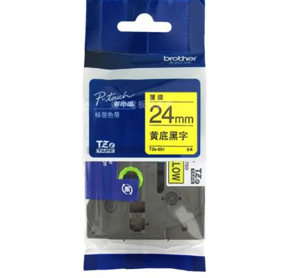 24mm P-Touch Black on yellow label tape cassette TZ-651 for Brother Electronic Lettering Machine tube printer proveedor