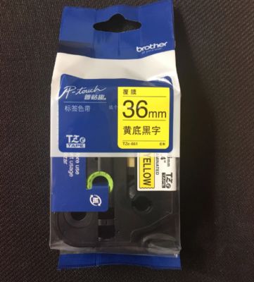 36mm P-Touch Black on yellow label tape cassette TZe-661 for Brother Electronic Lettering Machine tube printer proveedor