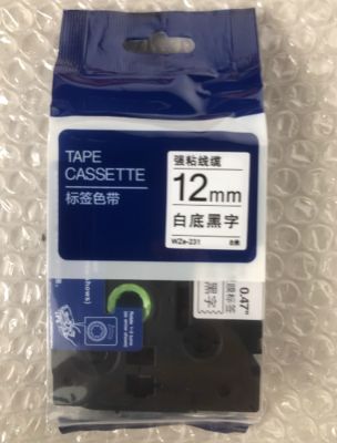 12mm P-Touch Black on white label tape cassette WZE-231 for Brother Electronic Lettering Machine tube printer proveedor