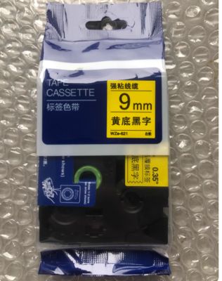 9mm P-Touch Black on yellow label tape cassette WZE-621 for Brother Electronic Lettering Machine tube printer proveedor