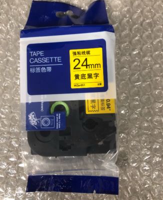 24mm P-Touch Black on yellow label tape cassette WZE-651 for Brother Electronic Lettering Machine tube printer proveedor